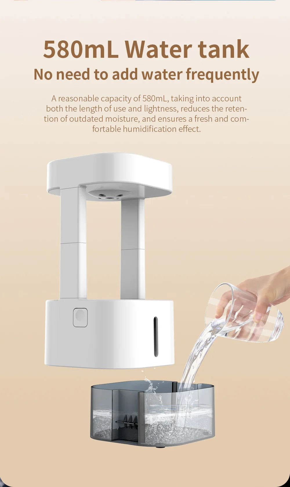 Humidificateur LED - 580ML - Anti-Gravity